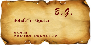 Bohár Gyula névjegykártya