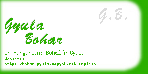 gyula bohar business card